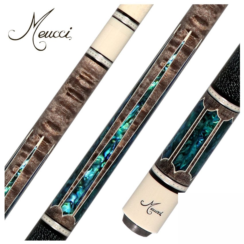 Meucci 2020 Gray - Blue Pearl - Black/White Wrap Pool Cue with Pro Shaft - 2020GYBLBKWHP