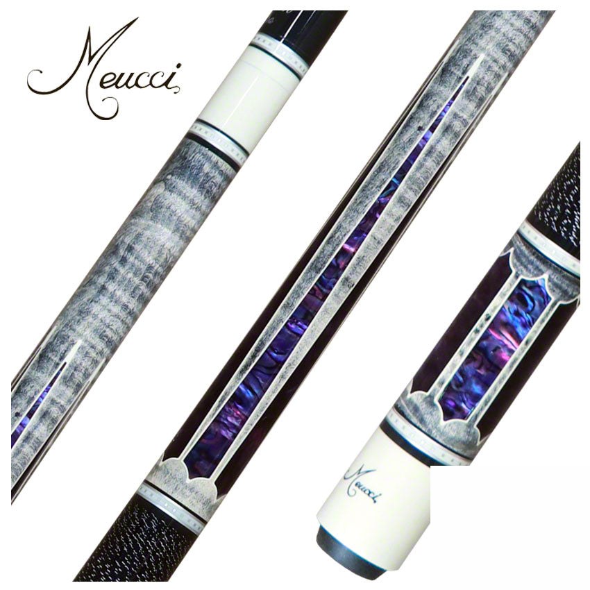 Meucci 2020 Gray - Purple Pearl - Black/White Wrap Pool Cue with Carbon Shaft - 2020GYPUBKWHC