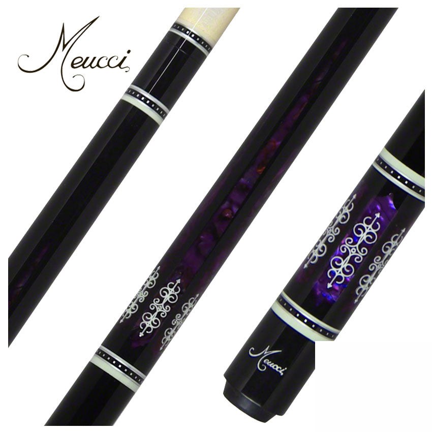 Meucci 21st Century 3 Black - Purple Pearl - Black Wrap Pool Cue with Pro Shaft - 2103BKPUBKP