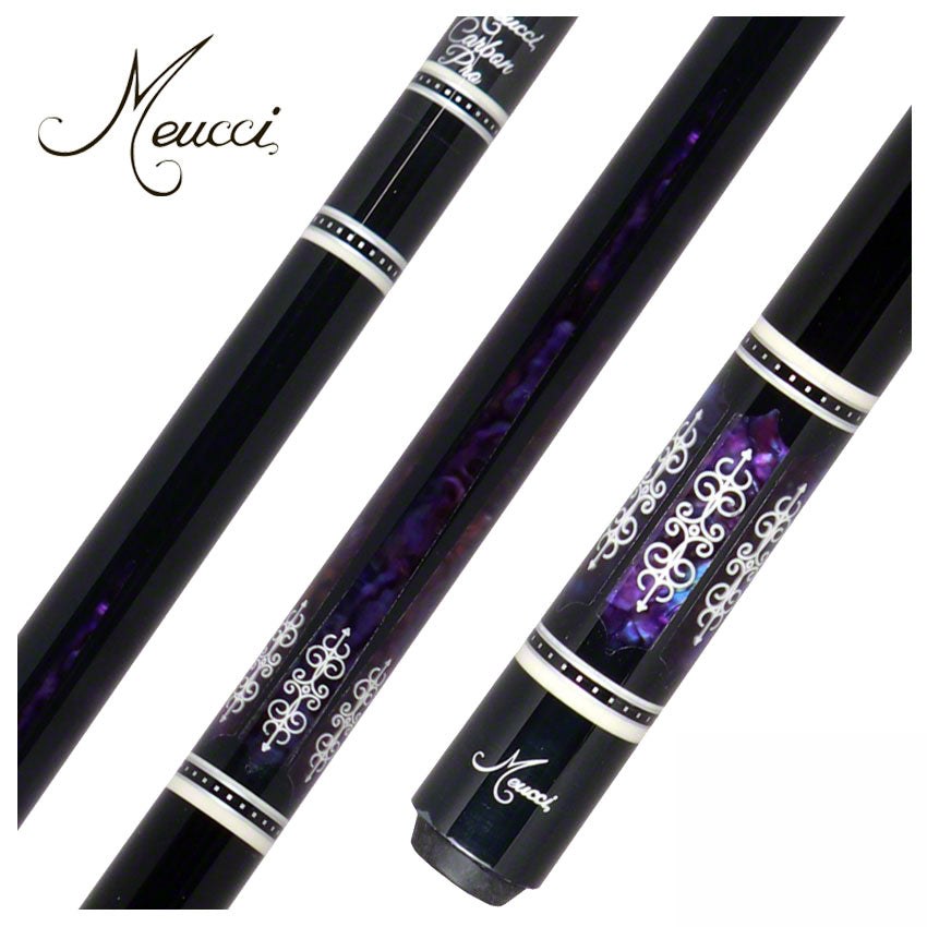 Meucci 21st Century 3 Black - Purple Pearl - Black Wrap Pool Cue with Carbon Shaft -2103BKPUBKC