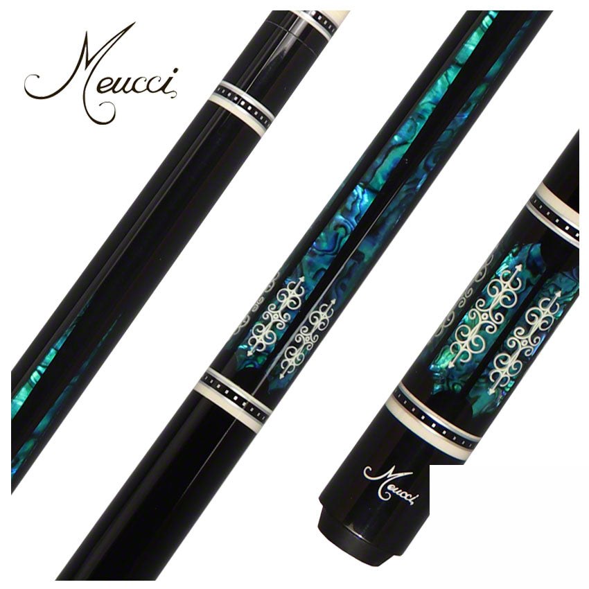 Meucci 21st Century 3 Black - Turq Pearl - Black Wrap Pool Cue with Pro Shaft - 2103BKTURBKP