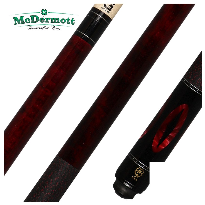 McDermott G Series Burgundy Stained Maple with Red Pearl Inlays Pool Cue - G212