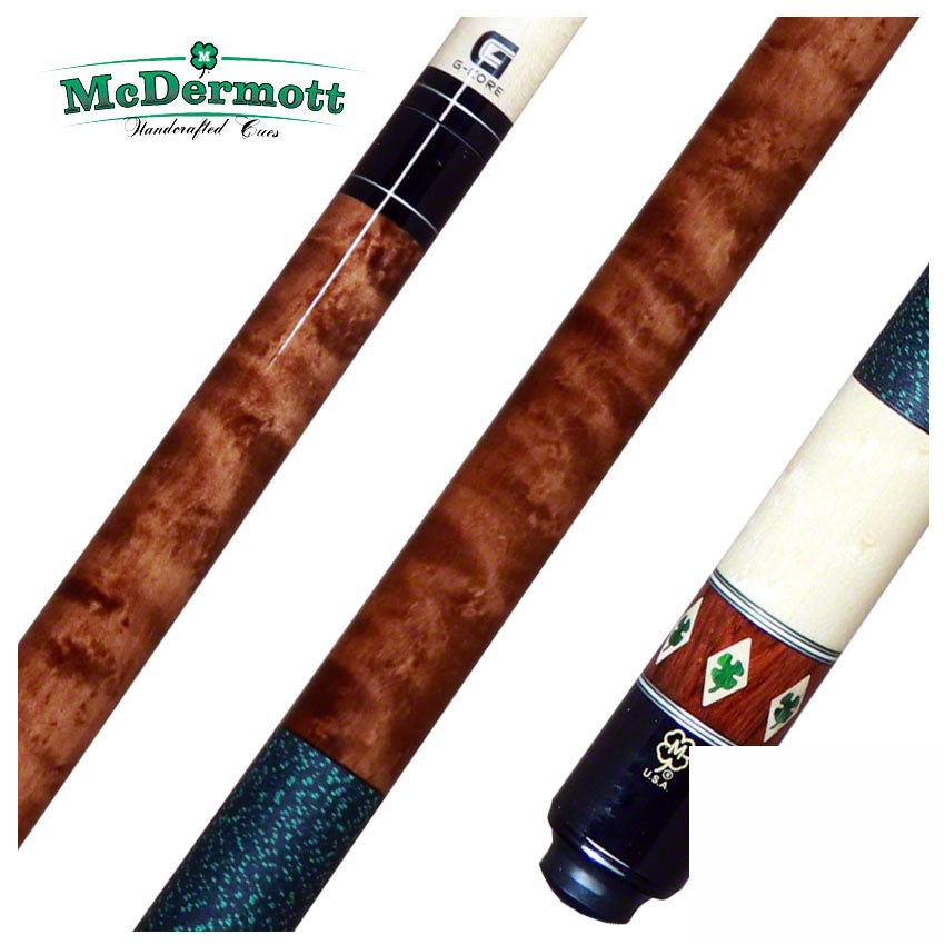 McDermott G Series Dark Cherry Stained Maple with Dymondwood Clovers Pool Cue - G303