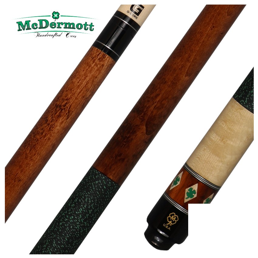McDermott G Series Dark Cherry Stained Maple with Green Clover Inlays Pool Cue - G331