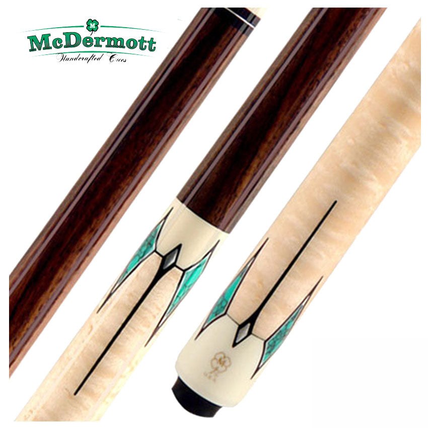 McDermott G Series Rosewood Forearm with Turquoise and Pewter No Wrap Pool Cue - G411