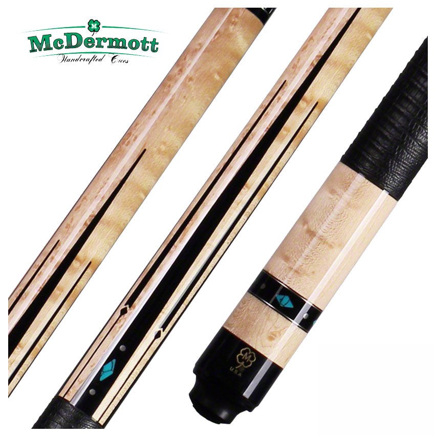 McDermott G Series Birdseye Maple Forearm with Black Points and Turquoise Inlays Pool Cue - G433