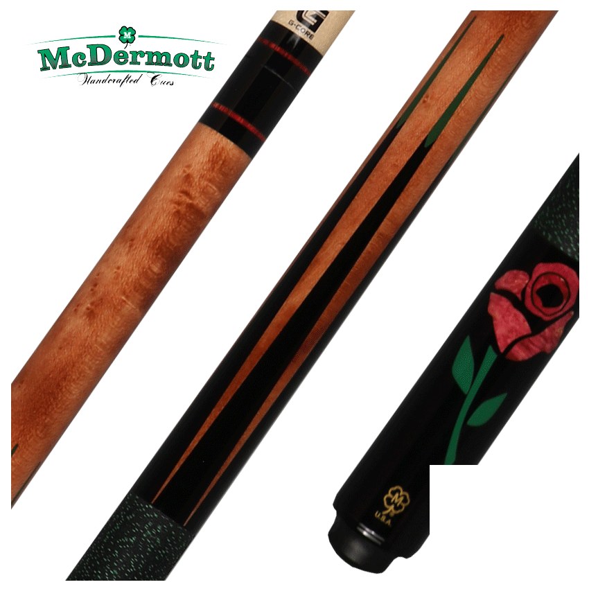 McDermott G Series Light Cherry Stained Maple with Rose Inlays Pool Cue - G435