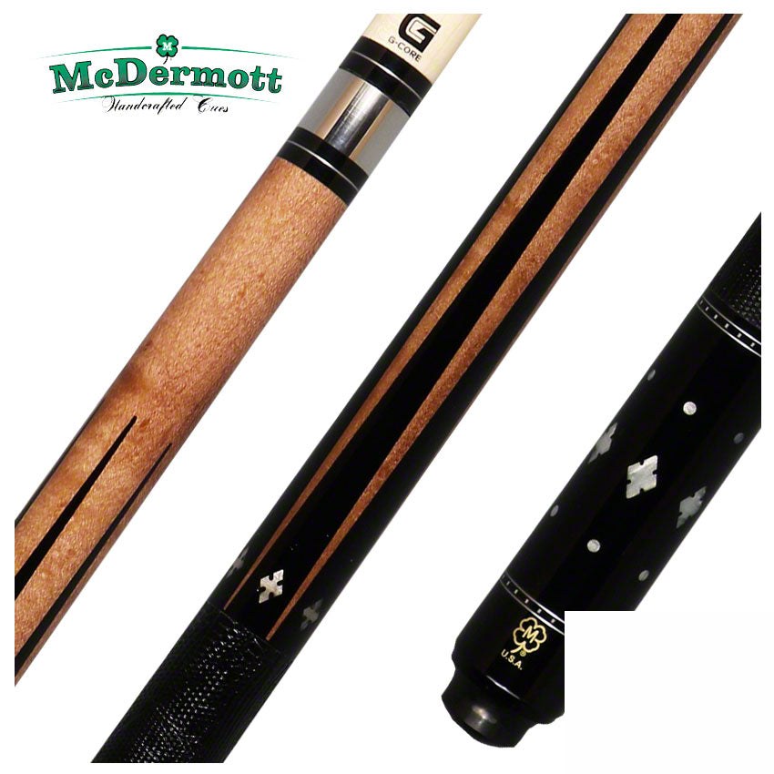McDermott G Series Walnut Stained Maple with Black Points and Pearl Inlays Pool Cue - G502