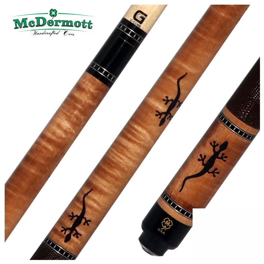 McDermott G Series Walnut Stained Maple with Black Juma Gecko Inlays Pool Cue - G516