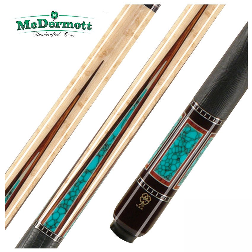 McDermott G Series Birdseye Maple Forearm with Turquoise Points and Inlays Pool Cue - G607