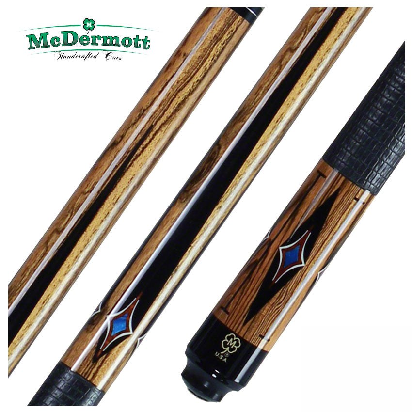 McDermott G Series Bocote Forearm with Black/White/Snakewood/Blue Pearl Points Pool Cue - G608