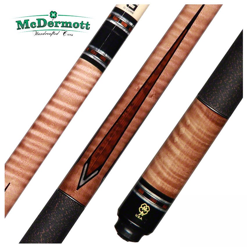 McDermott G Series Walnut Stained Curly Maple Forearm with Snakewood Points Pool Cue - G611