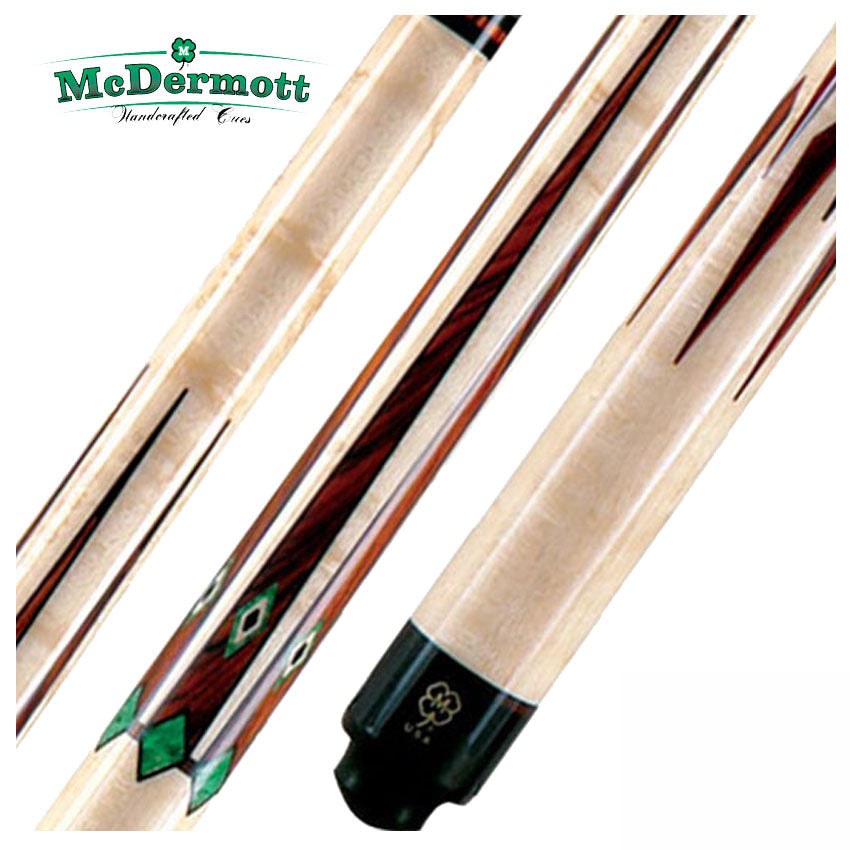 McDermott G Series Birdseye Maple Forearm with Cocobolo/Green Burl/Black Points Pool Cue - G708