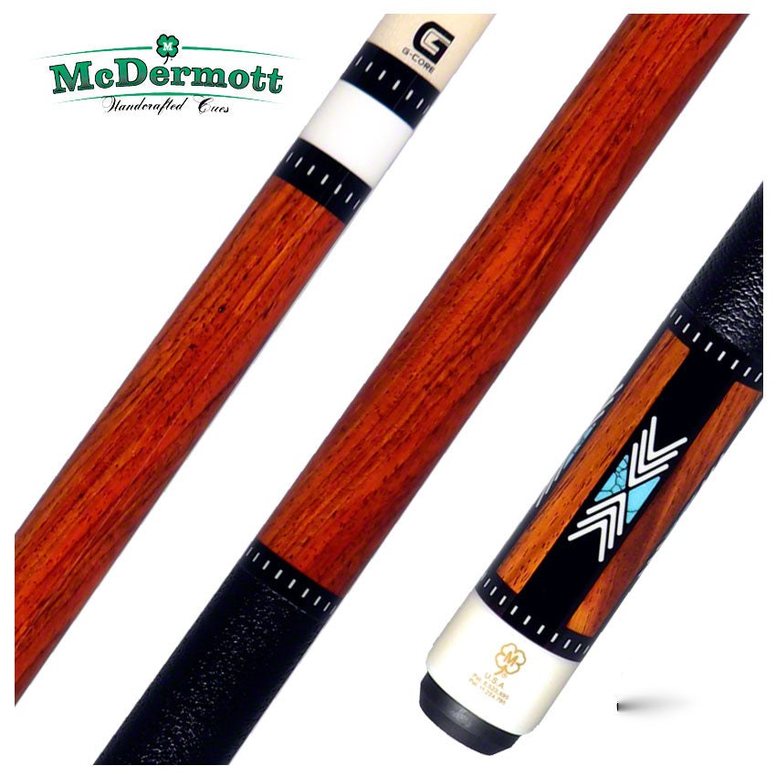 McDermott H Series Cocobolo Forearm with Turquoise/Black and White Inlays Pool Cue - H950