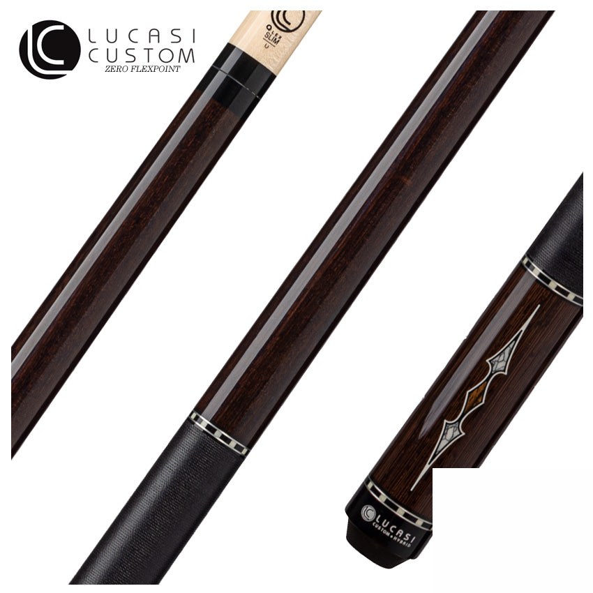 Lucasi Custom Black Palm & Bocote/White Recon Pool Cue with Black Linen Wrap