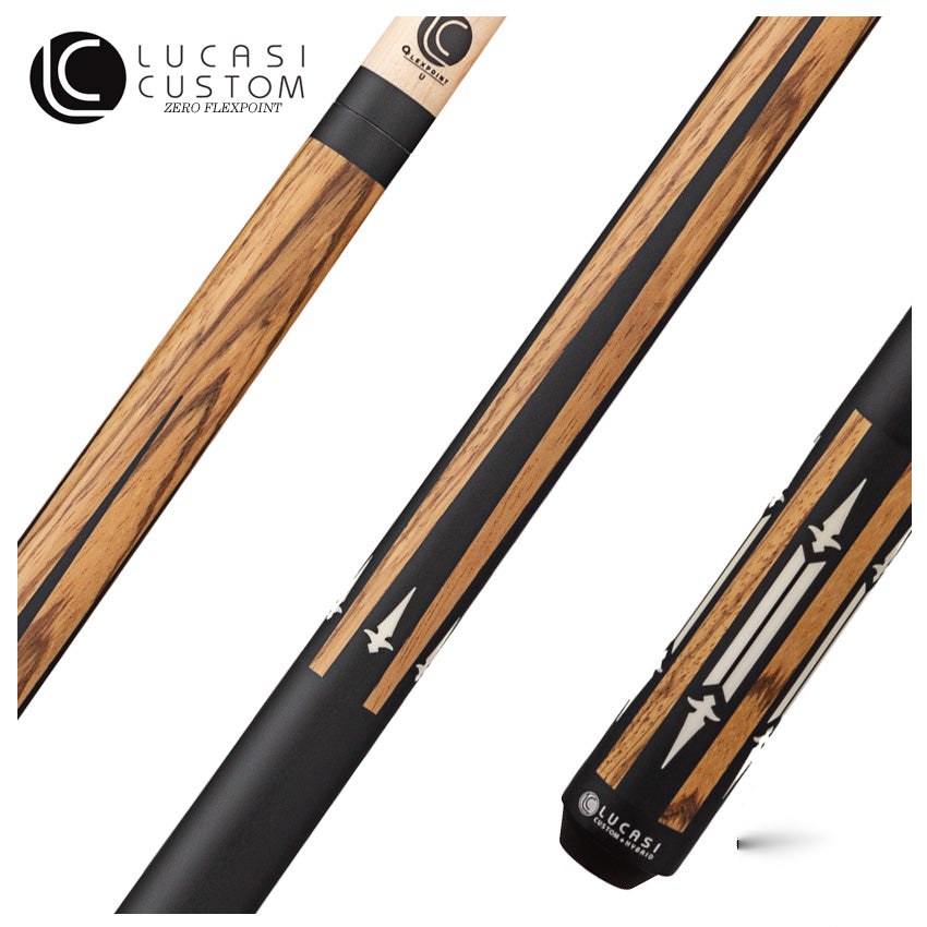 Lucasi Custom Matte Zebrawood, Black, and White Inlays Wrapless Pool Cue