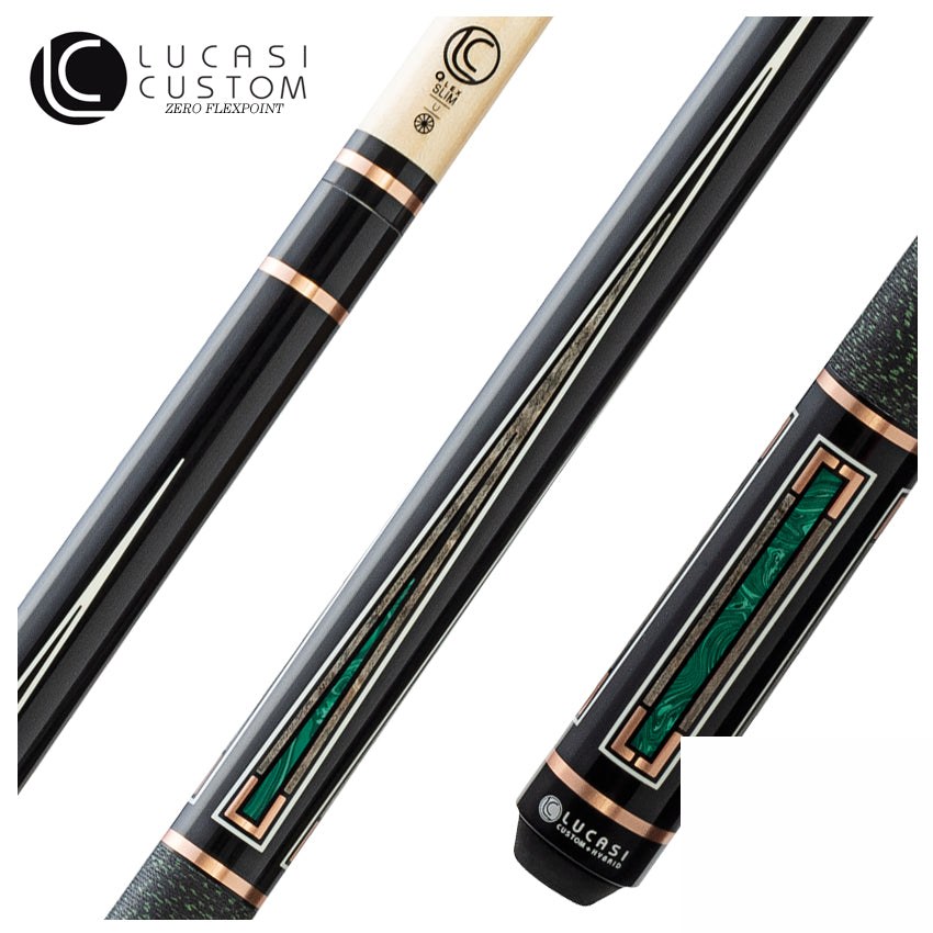 Lucasi Custom Art Deco Rose Gold & Malachite Pool Cue