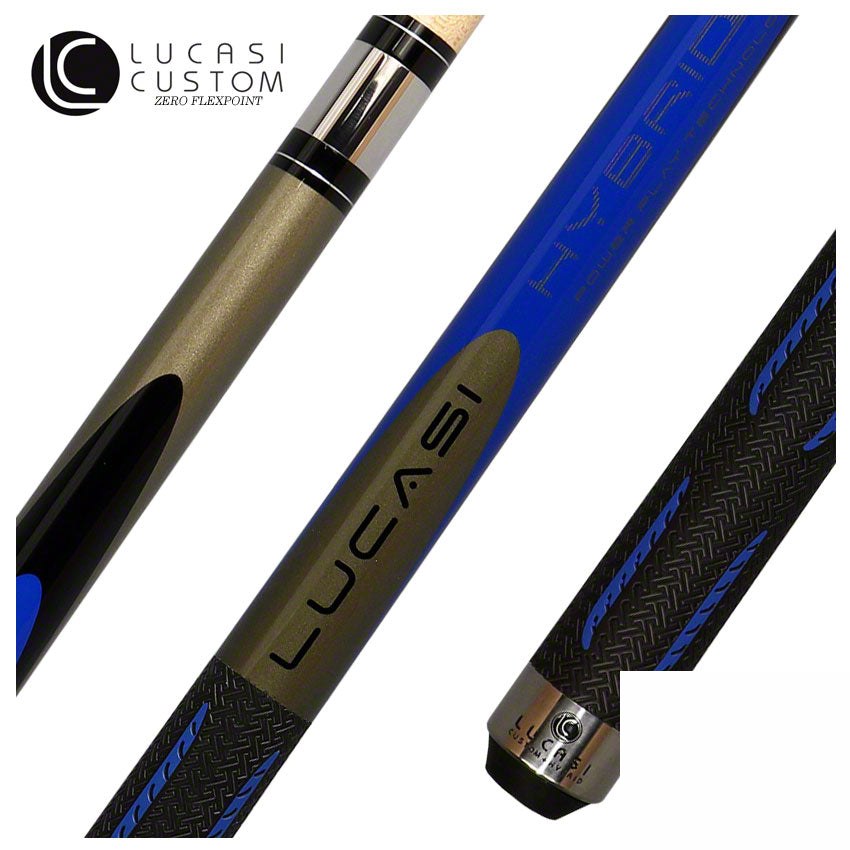 Lucasi Hybrid Genesis Blue and Metallic Silver Pool Cue with Sport Wrap - L-H10