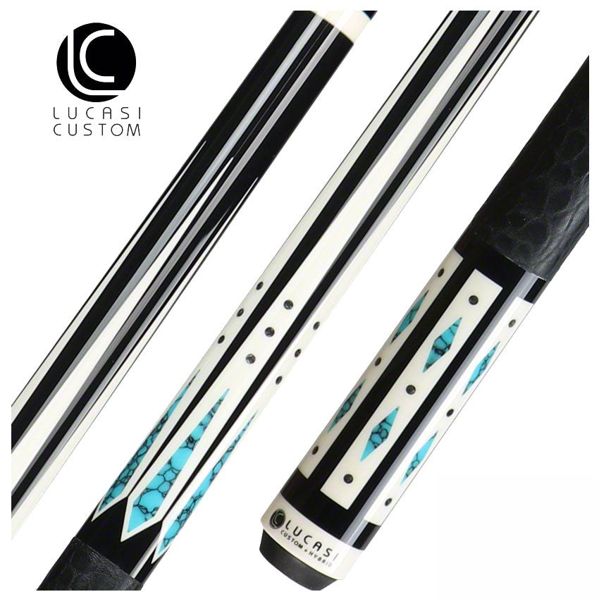 Lucasi Hybrid Midnight Black and Blue Recon Pool Cue with Embossed Elephant Wrap - LHC98