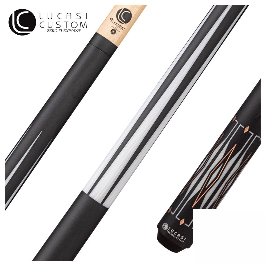 Lucasi Hybrid Matte Charcoal and Imitation Bone with Rose Gold Accent Inlays Wrapless Pool Cue