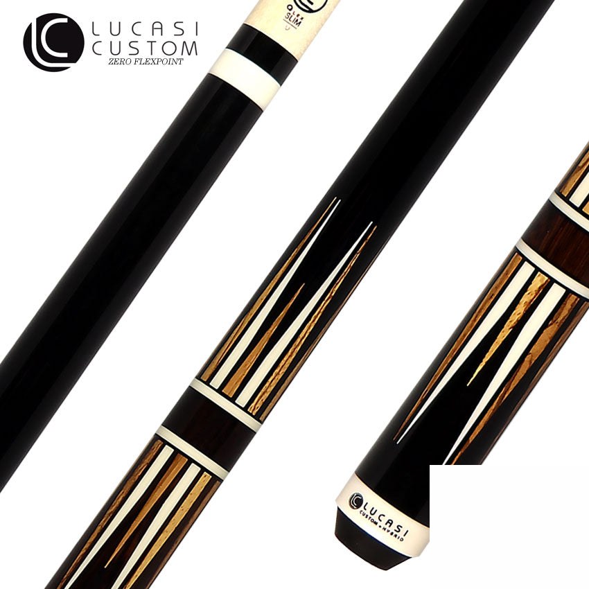 Lucasi Midnight Black White and Zebrawood Points Limited Edition Pool Cue - LUX72