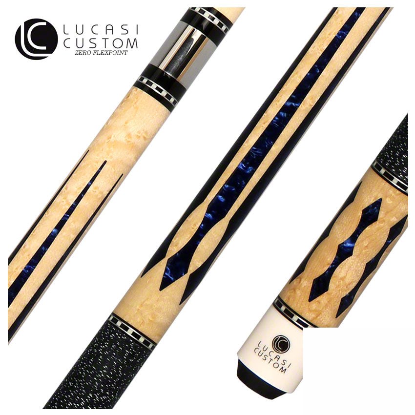 Lucasi Zero Flexpoint Birdseye Maple with Blue Luster Pool Cue - LZ2004NB