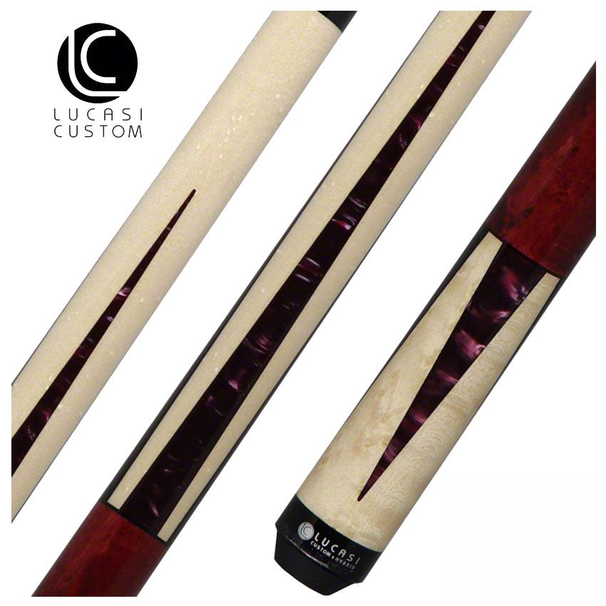 Lucasi Zero Flexpoint Natural Birdseye Maple with Purple Crush Inlays and Purple Birdseye Wrapless Pool Cue - LZC17