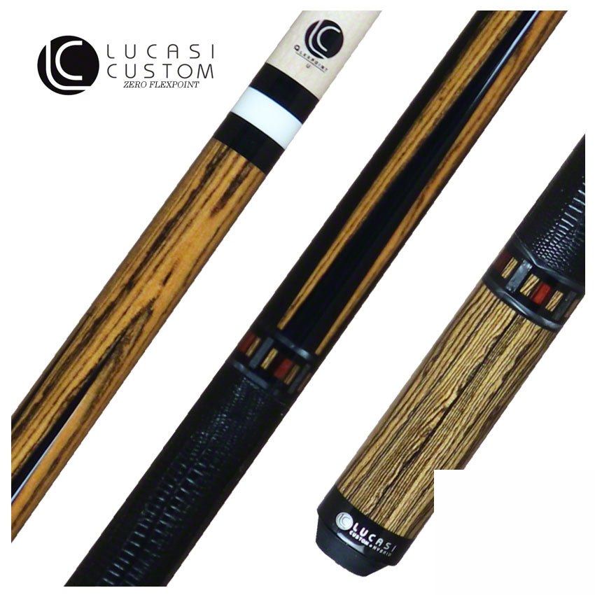Lucasi Zero Flexpoint Bocote with Silver Crush Inlays and Black Embossed Snake Wrap Pool Cue - LZC26