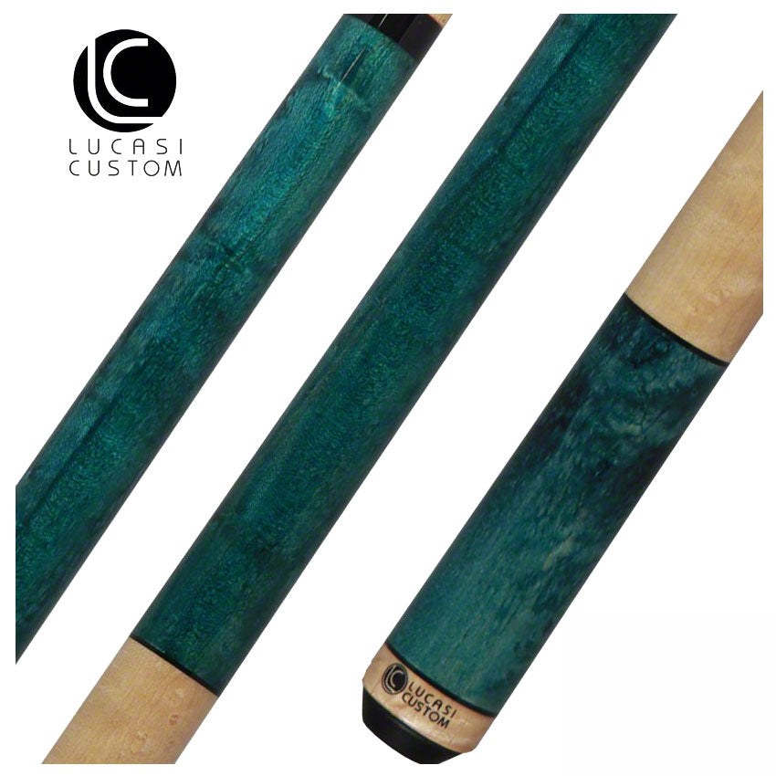 Lucasi Zero Flexpoint Teal Birdseye and Natural Maple Wrapless Handle Pool Cue - LZC3