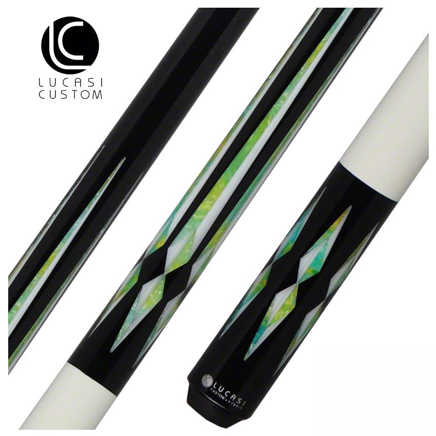 Lucasi Zero Flexpoint Midnight Black with Silk White Inlays and Imtitation Bone Wrapless Pool Cue - LZC48