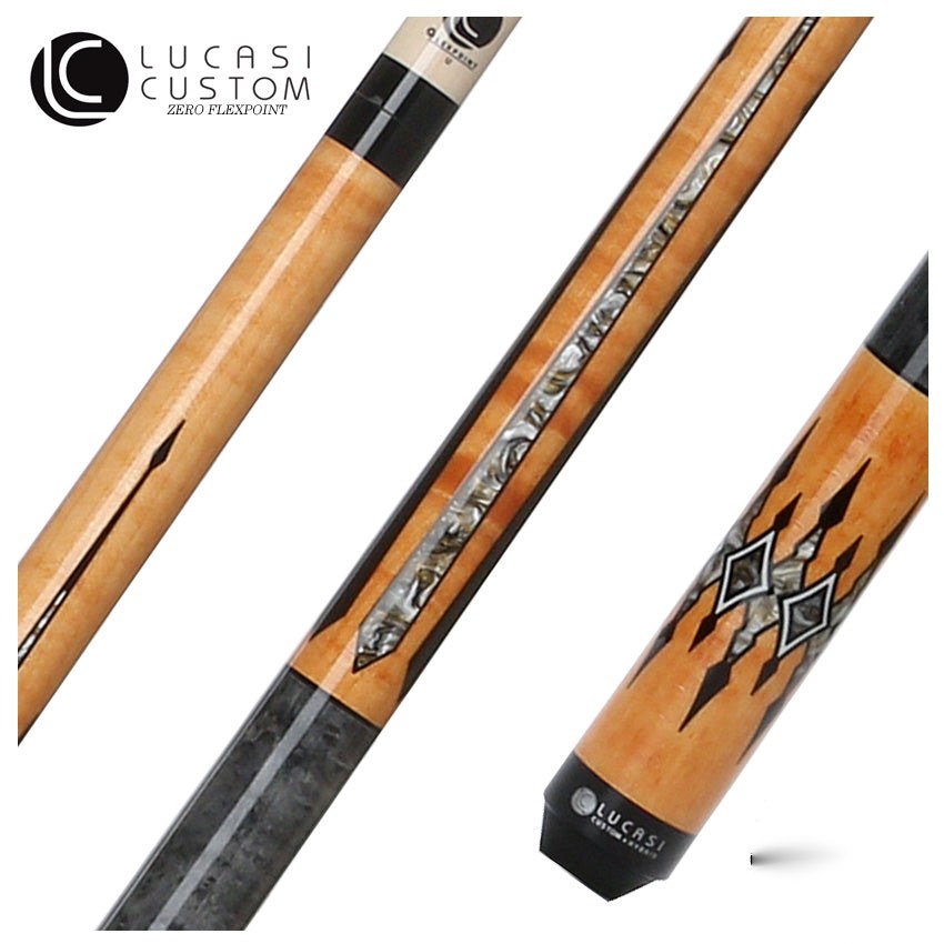 Lucasi Custom Gray-Stained Birdseye and Natural/Lucite Gray Wrapless Pool Cue