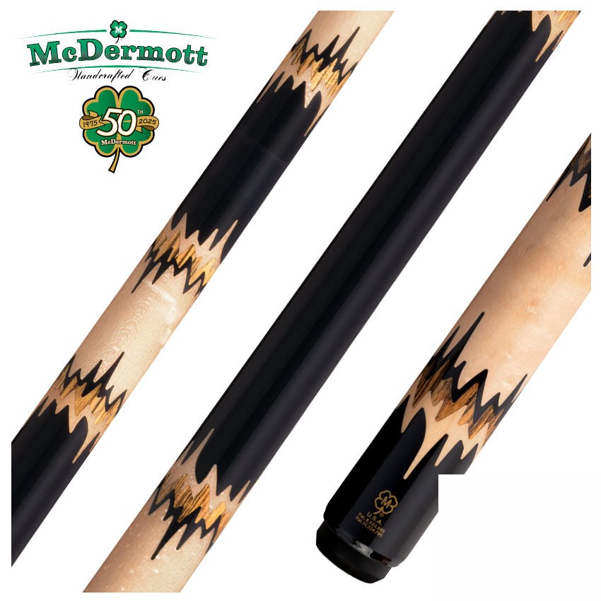 McDermott 50th Anniversary Series Black Urethane with Birdseye Maple and Bocote Inlays Cue with i2 Shaft and Commemorative 1x1 Case