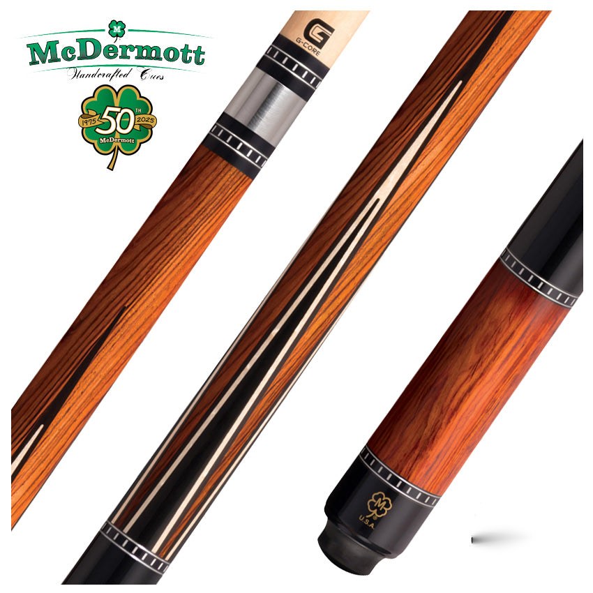 McDermott 50th Anniversary Series Cocobolo with Ebony Points Cue with G-Core Shaft and Commemorative 1x1 Case