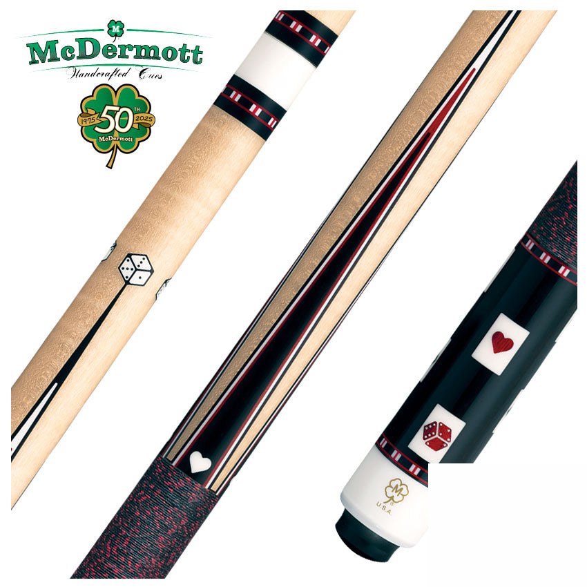 McDermott 50th Anniversary Series Curly Maple with Ebony Points Cue with all Maple Shaft and Commemorative 1x1 Case