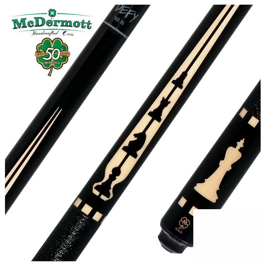 McDermott 50th Anniversary Series Ebony with Birdseye Maple Cue with Defy Shaft and Commemorative 1x1 Case