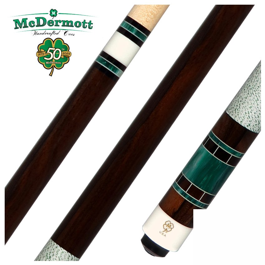 McDermott 50th Anniversary Series Zircote with Green Pearl Play Cue with G-Core Shaft and Commemorative 1x1 Case