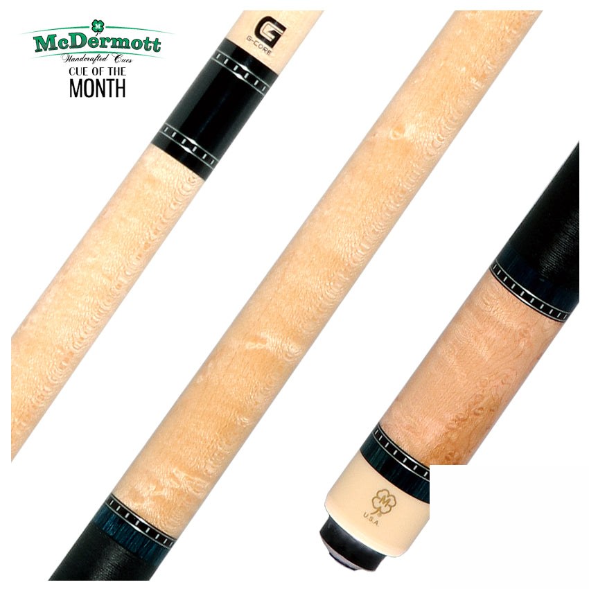 McDermott Birdseye Maple and Blue Dymondwood Cue of the Month with G-Core Shaft