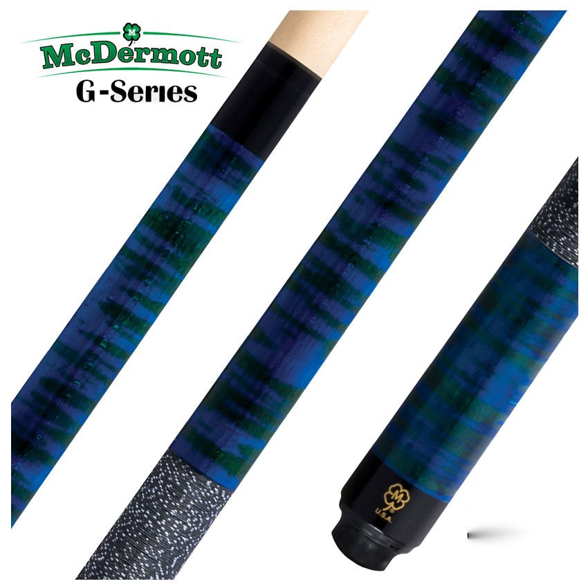 McDermott GS Series Double Washed Blue/Green Birdseye Maple Play Cue with Irish Line Wrap