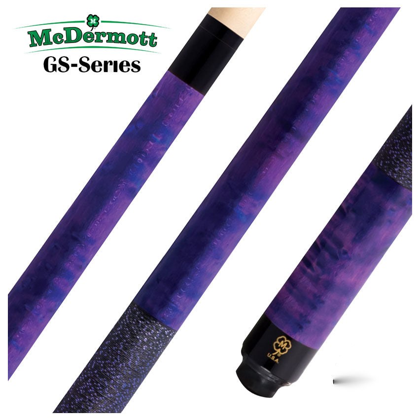 McDermott GS Series Double Washed Purple/Blue Birdseye Maple Play Cue with Irish Linen Wrap