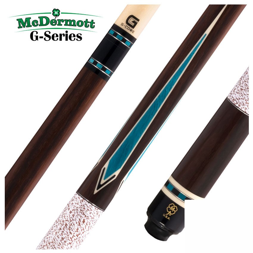 McDermott G Core Series Rosewood with Turquoise Points and Irish Linen Wrap Play Cue