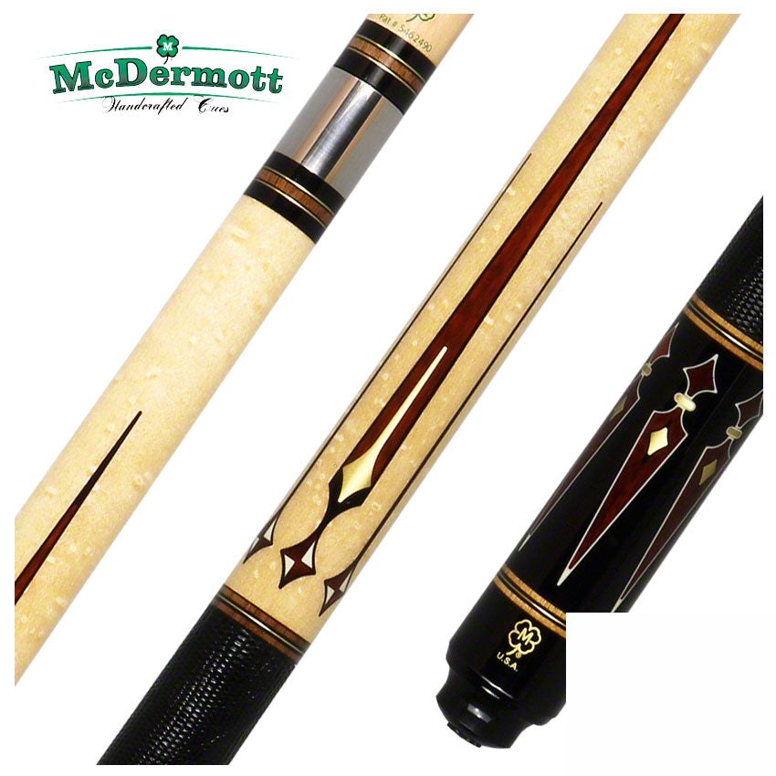 McDermott G Series Birdseye Maple Forearm with Snakewood/Brass/Bone Points Pool Cue - G803