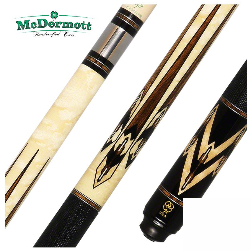 McDermott G Series Birdseye Maple Forearm with Bocote/Black/Bone Urethane Points Pool Cue - G805