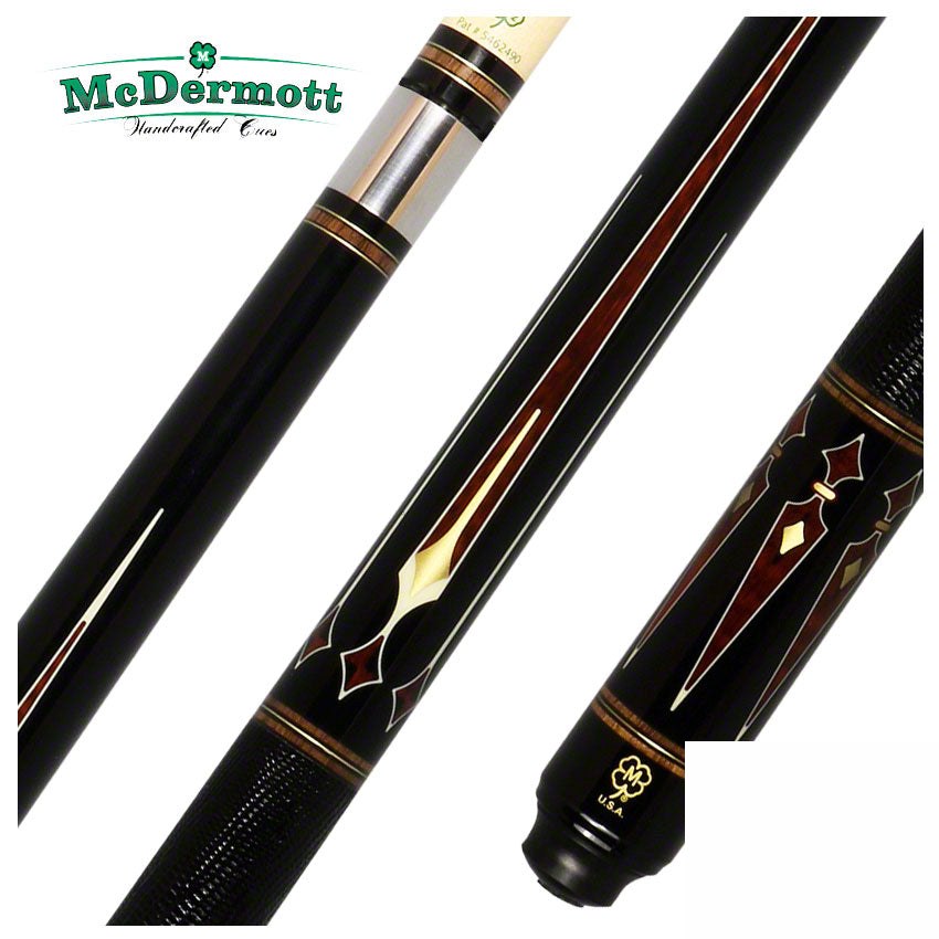 McDermott G Series Black Urethane Forearm with Snakewood/Brass/Bone Points Pool Cue - G901