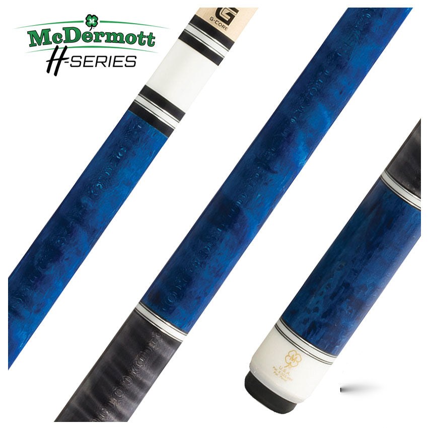 McDermott H Series Blue Stained Maple with Gray-Stained Maple Wrap Section Pool Cue
