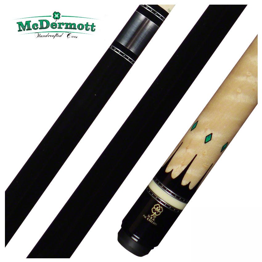 McDermott H Series Black Urethane Forearm with Birdseye Maple Wrapless Pool Cue - H851