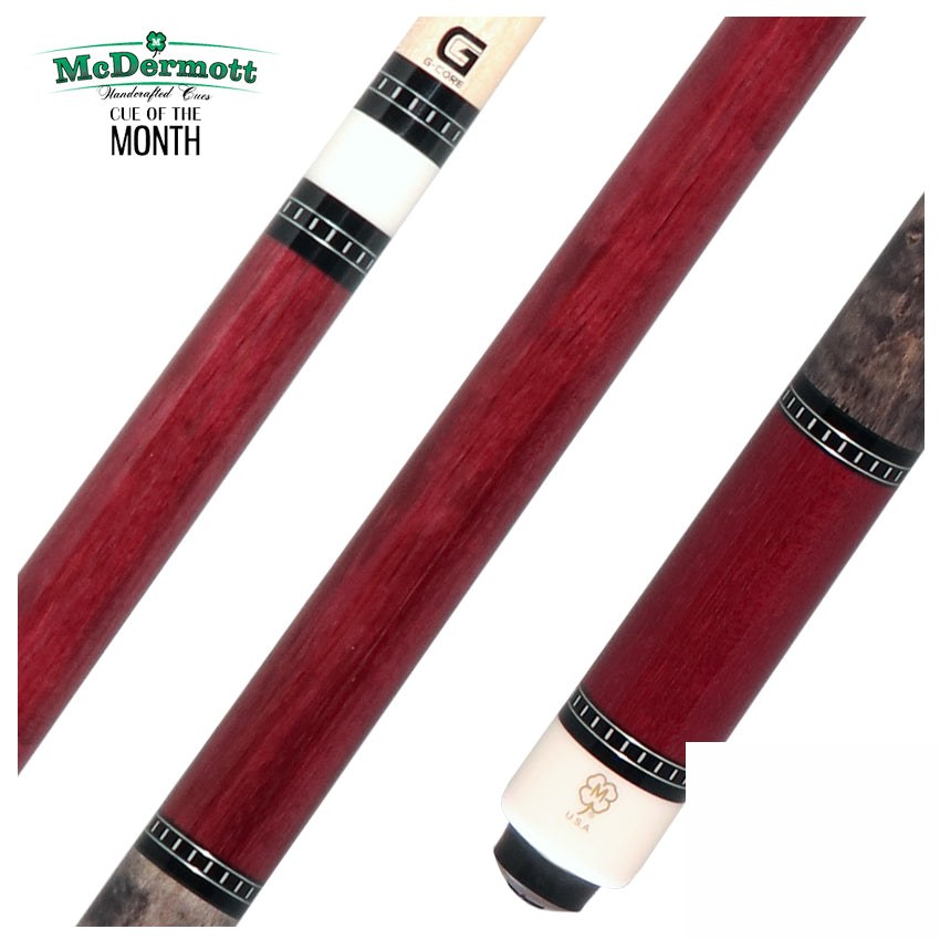 McDermott Purpleheart with Gray Maple No Wrap Cue of the Month with G-Core Shaft