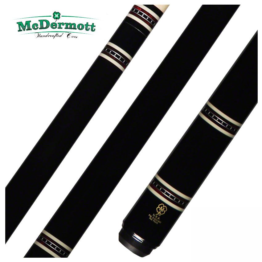 McDermott Black Painted Maple with Red Pearl and Silver Rings Pool Cue - H551
