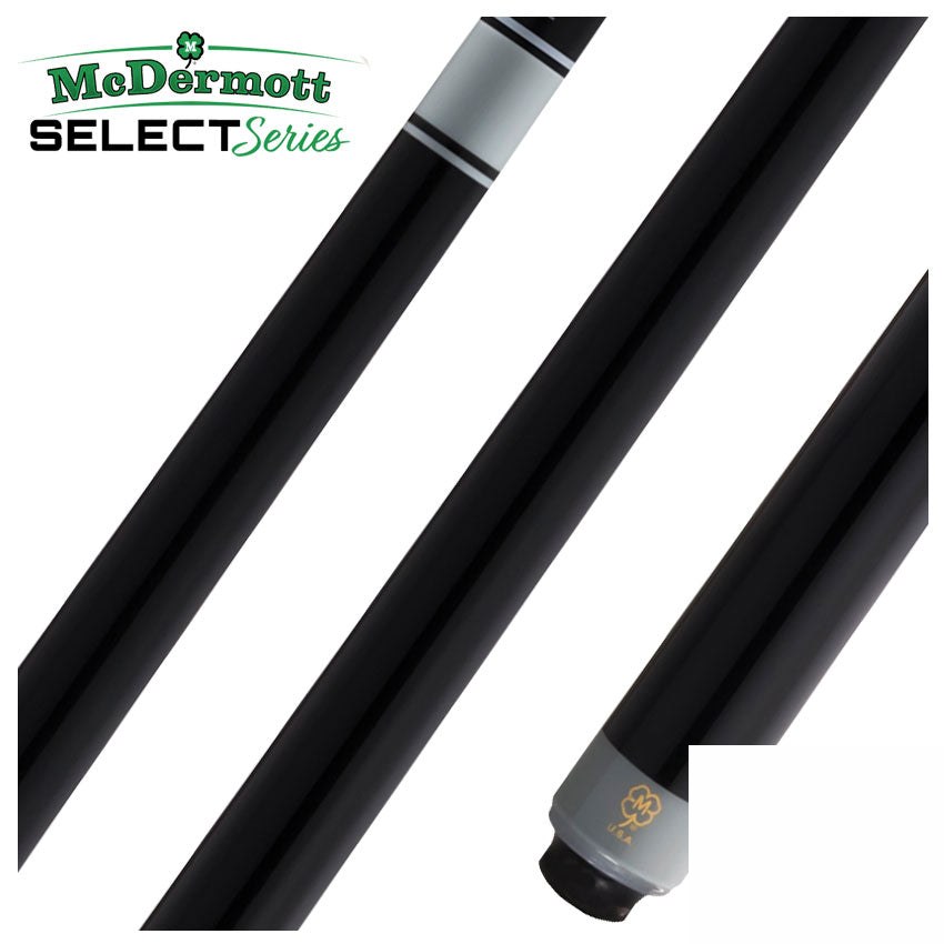 McDermott Select Series Black Painted Maple No Wrap Pool Cue with Defy Carbon Fiber Shaft