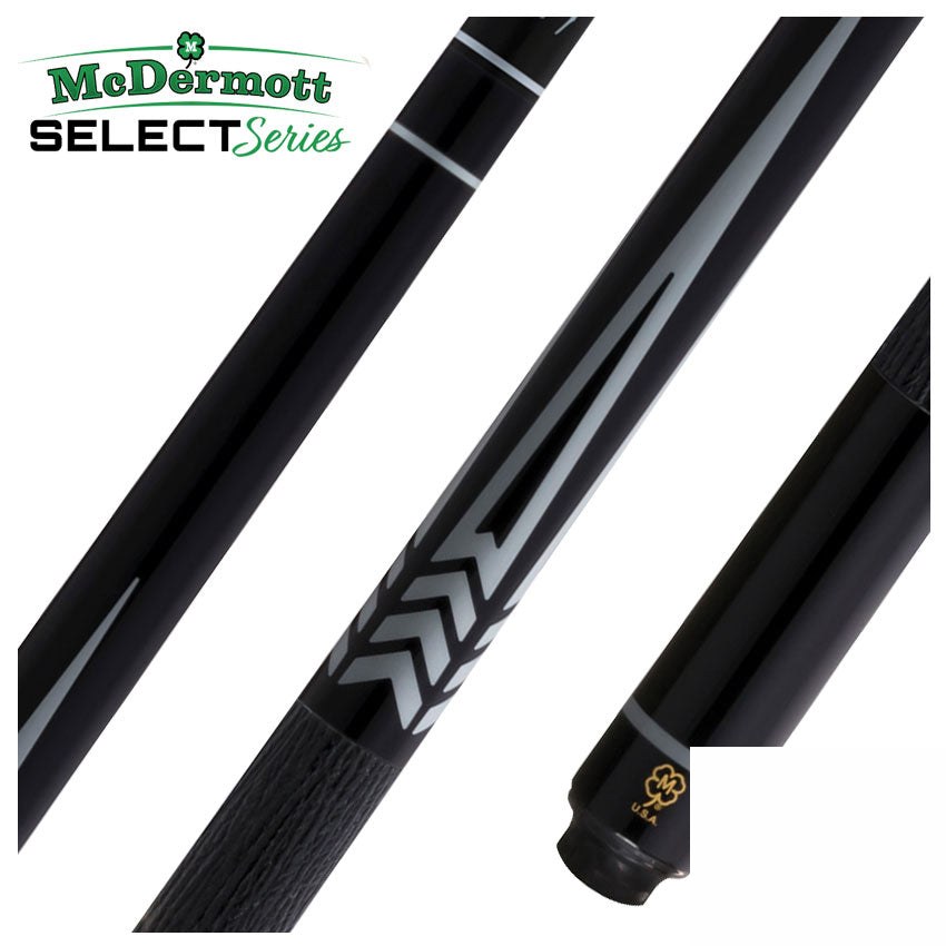 McDermott Select Series Black Urethane with Gray Points Pool Cue with Defy Carbon Fiber Shaft