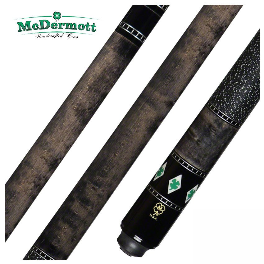 McDermott Select Series Light Gray Stained Birdseye Maple with Green Clover Inlays Pool Cue - SL03